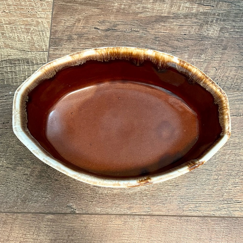 Vintage McCoy Pottery Brown Drip Glaze Ovenware Vegetable Side Dish Bowl - Picture 2 of 3